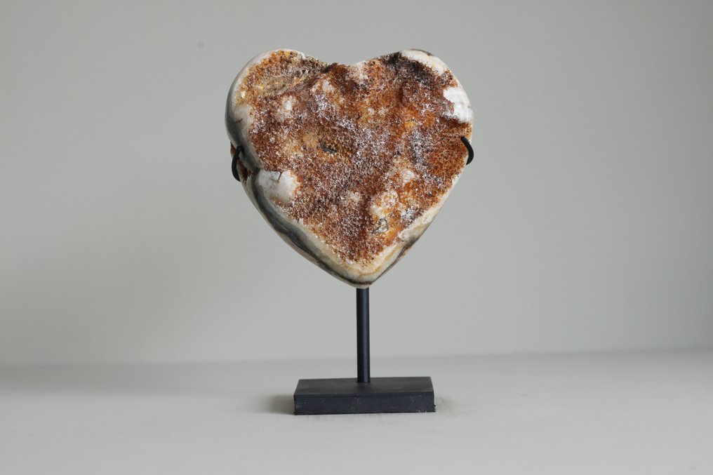 Χωρίς ελάχιστη τιμή - Υπέροχο ζεύγος ορυκτών σε βάση. Ζέβρα Κρύσταλλο Καρδιά και Κρύσταλλος Σφαίρα σε προσαρμοσμένη βάση.- 3300 g #2.1