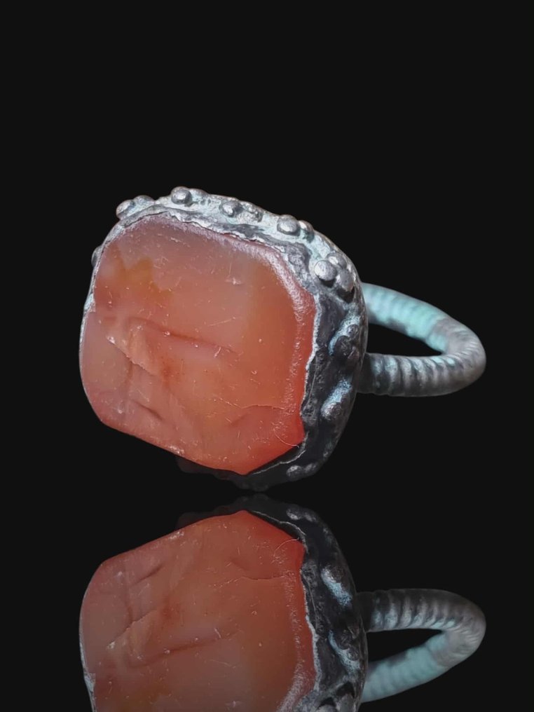 Ναϊάδες Μπρούντζος, Ασημί, Σπάνιο μεγάλο λίθι garnet Δαχτυλίδι (χωρίς τιμή ασφαλείας) #1.0