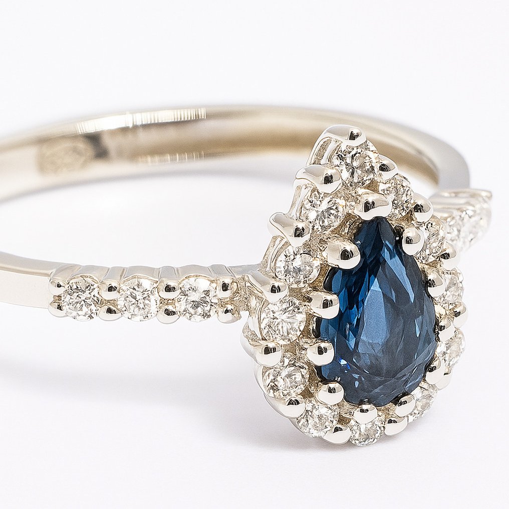 Sem preço de reserva - Anel Prata - 1.00ct. tw. Safira - Diamante #3.2