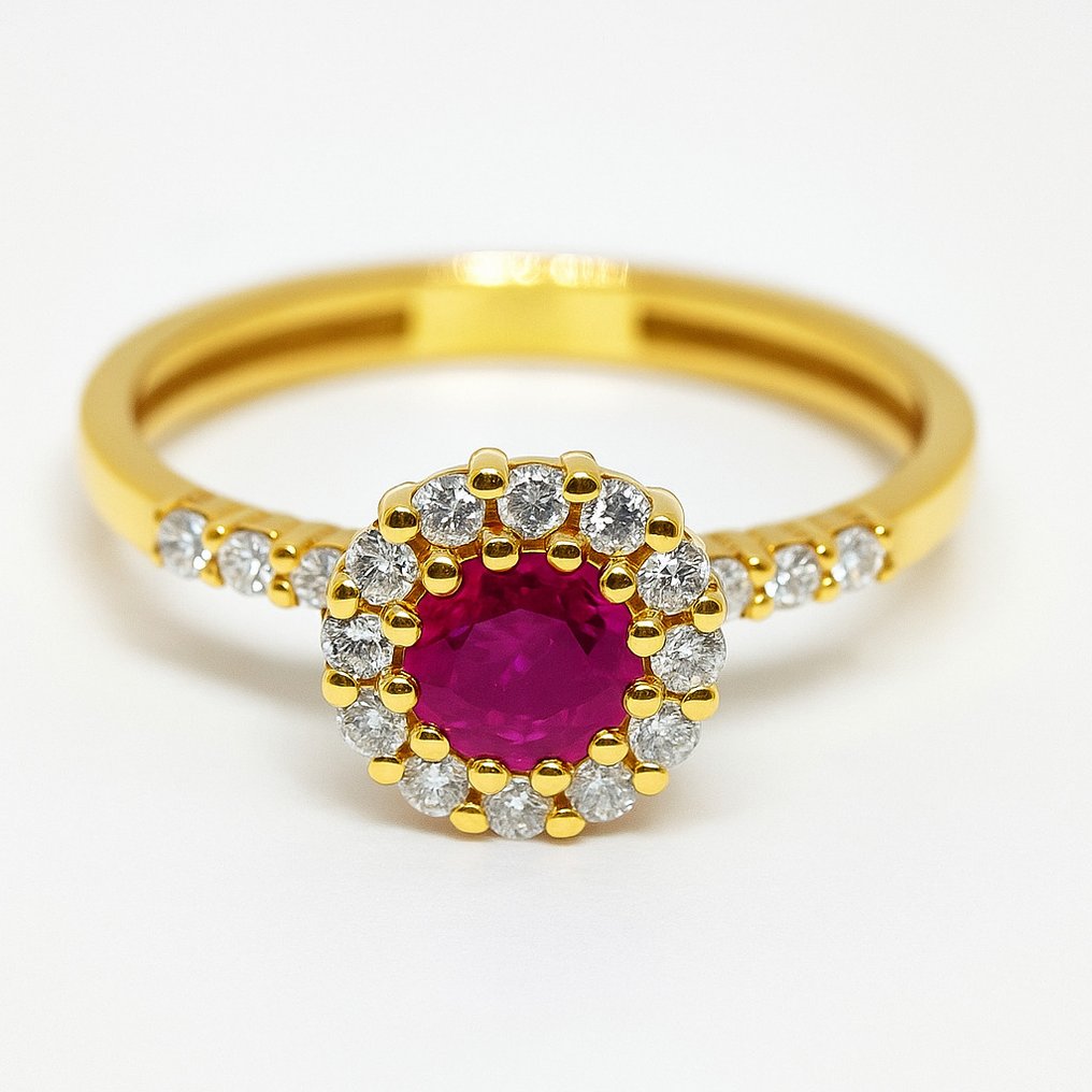 Senza prezzo di riserva - Anello Argento -  1.00ct. tw. Rubino - Diamante #2.1