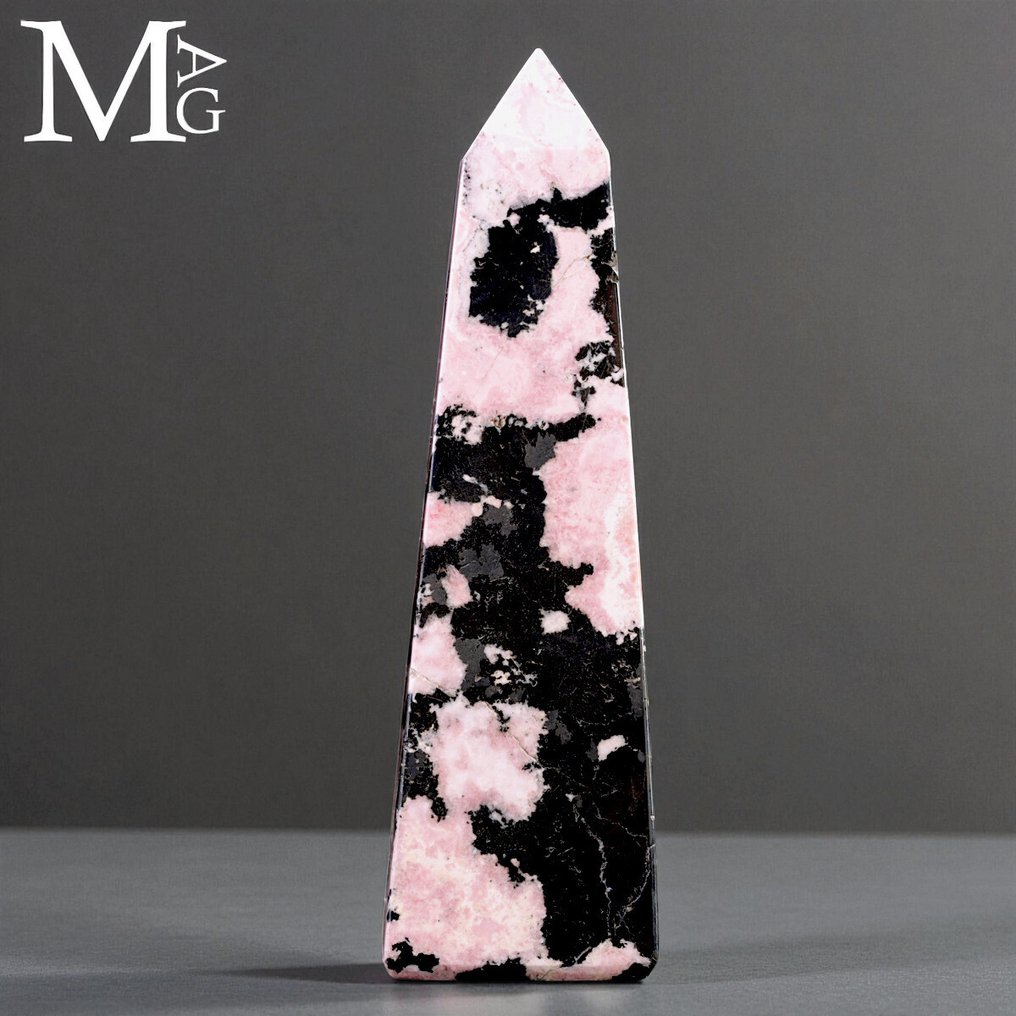 Rhodonite Sculptures Rhodonite Tower with Galena – Peru - Height: 100 mm - Width: 24 mm- 166 g #1.0