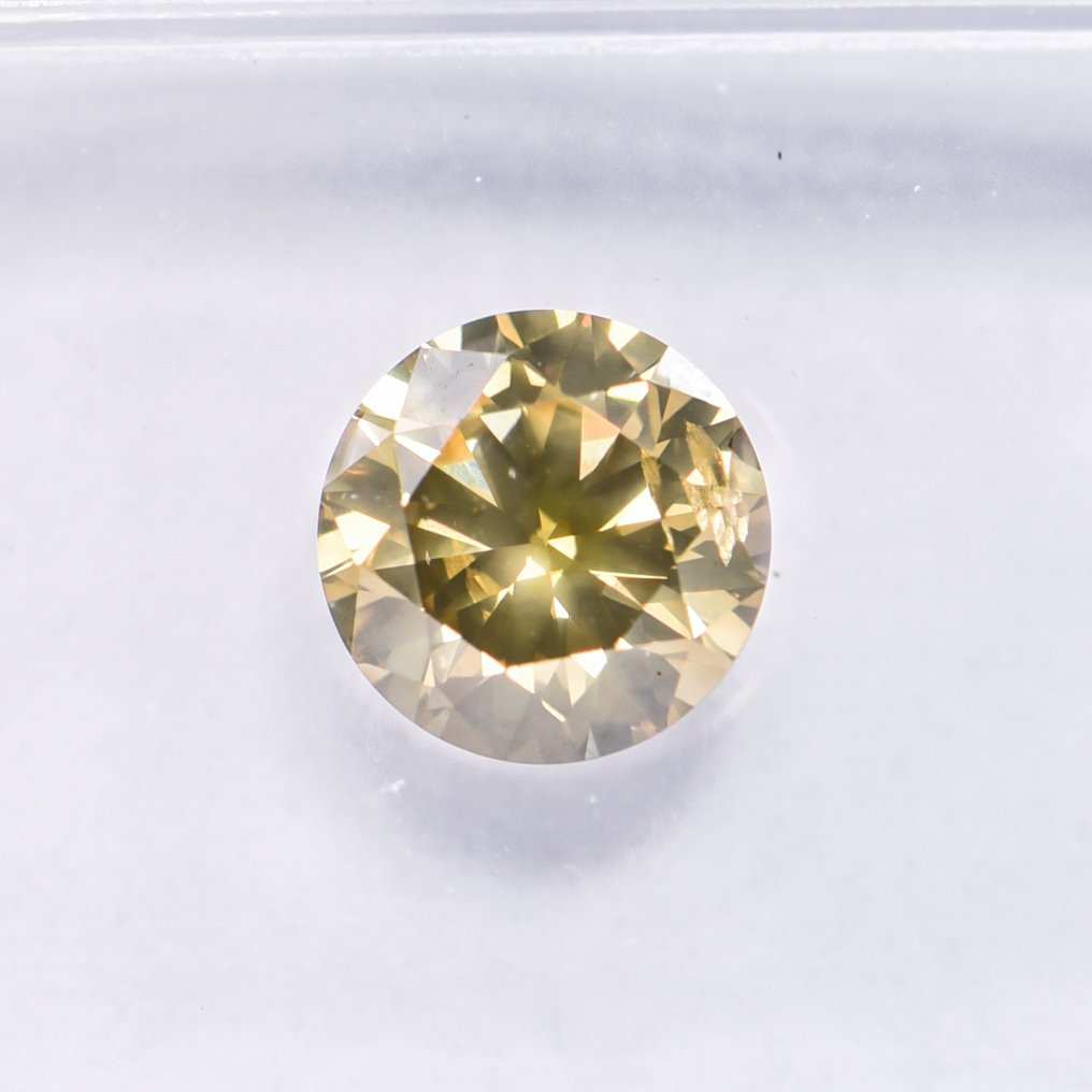沒有保留價 - 1 pcs 鑽石  (天然彩色)  - 1.03 ct - 圓形 - Fancy 淡灰色, 黃色 綠色 - SI2 - 國際寶石學院（International Gemological Institute (IGI)） - VG #1.0