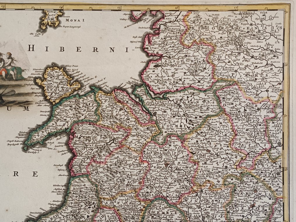Ηνωμένο Βασίλειο - Γηραιά Ήπειρος, Δυτική Αγγλία; Frederik De Wit - Occidentalior Regni Angliae, Districtus Principatum Walliae et Glocestriae - 1681-1700 #4.3