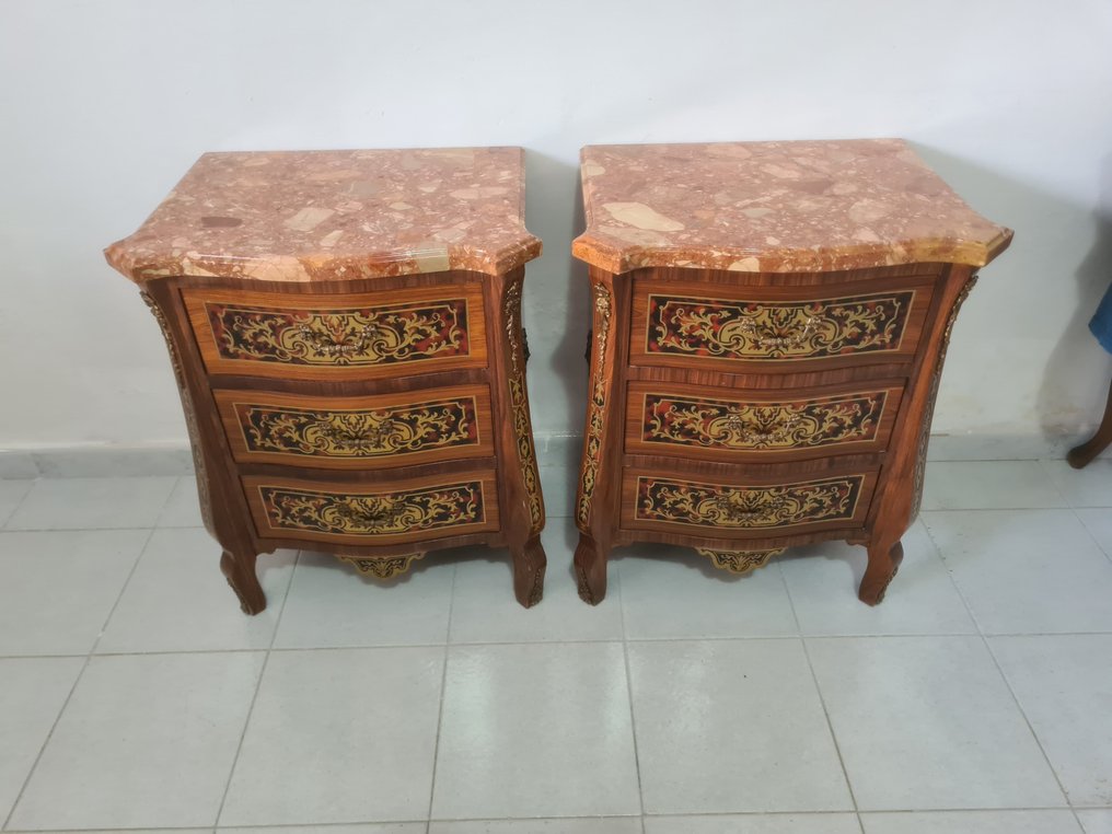 Nightstand (2) - Wood, Marble, Bronze #2.1