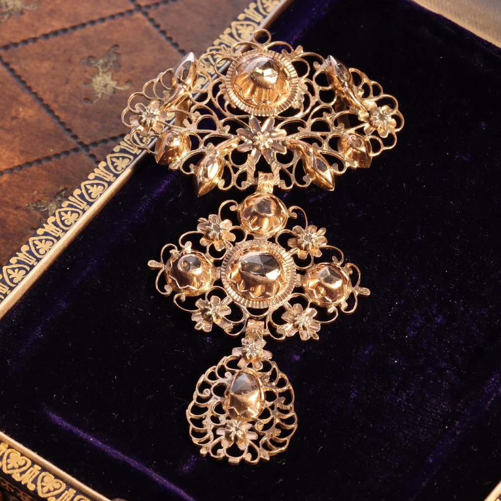 吊坠 - 18K包金 玫瑰金, 银 - 钻石 - Cross,格鲁吉亚 1830 #1.0