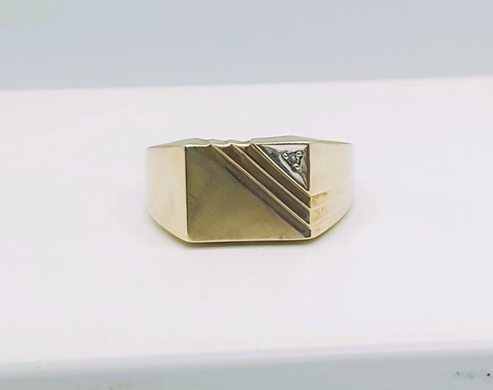 χωρίς τιμή ασφαλείας - Δαχτυλίδι - 10 kt. Κίτρινο χρυσό -  0,02ct. tw. Διαμάντι (Φυσικό)  #1.0