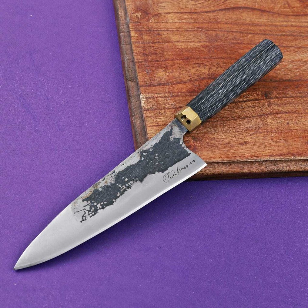 厨刀 - R687 - 钢, 黄铜, 木 - 意大利 - 厨师的 Gyuto 刀 #1.0