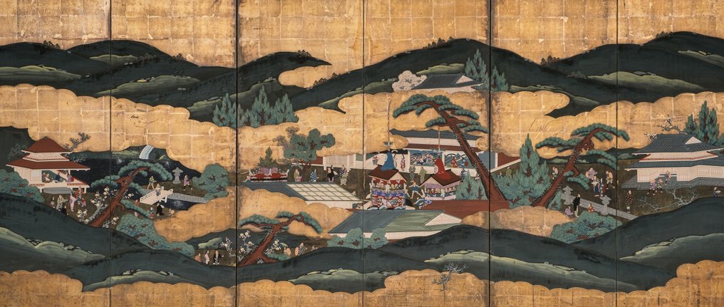 Byôbu 屏风 (折叠屏风) - 金箔、漆木、桑皮纸 - 日本 - 明治時期（1868-1912） #1.0