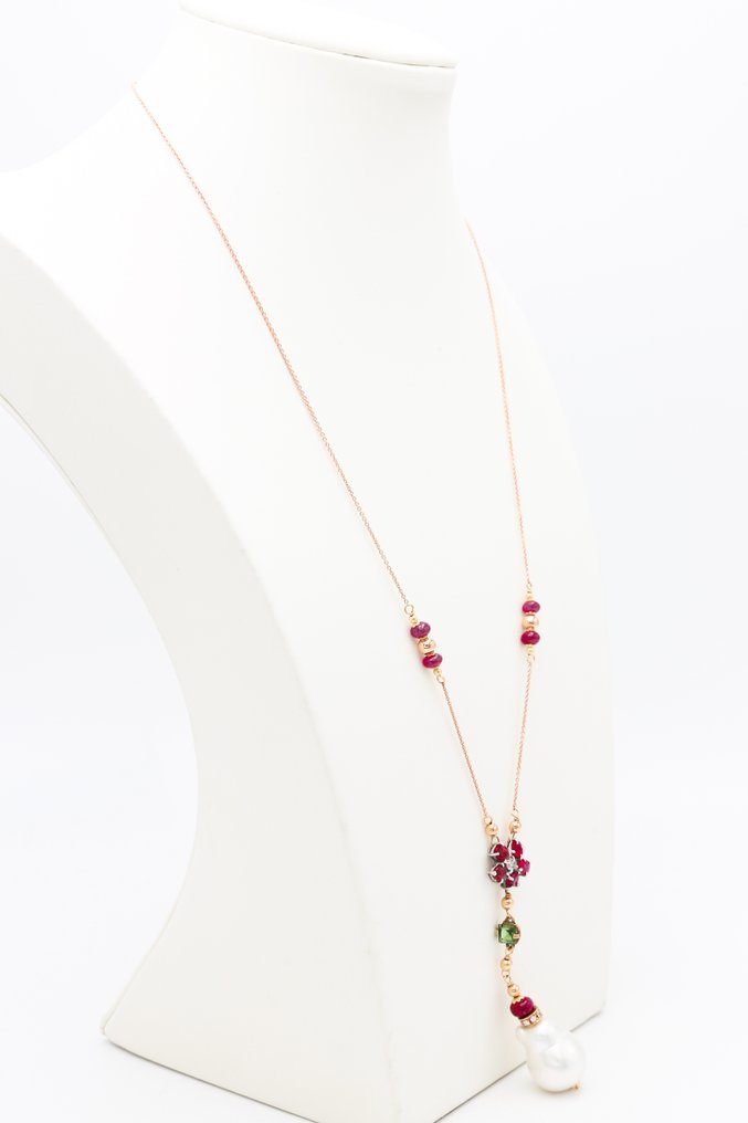 Collier - 18 carats Or rose Perle - Rubis #3.2