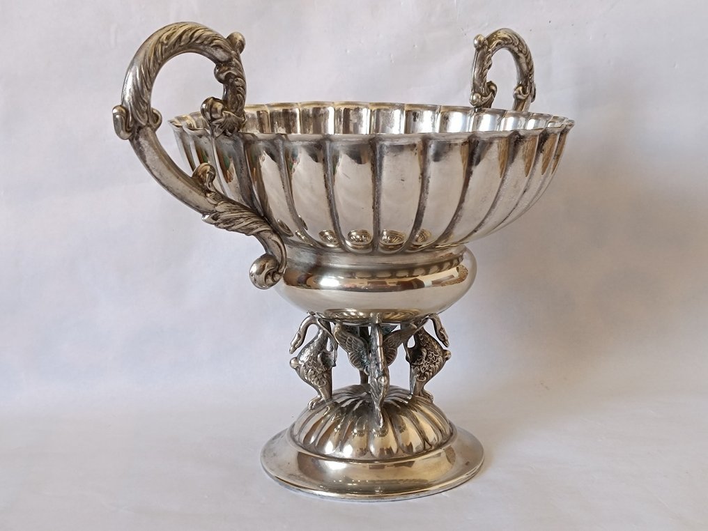 Διακοσμητικό - 4 Swan - Επιχρυσωμένο με ασήμι Alpaca. - Εξαίσιος Louis XVI #1.0