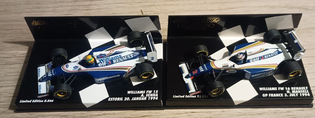 Minichamps 1:43 - Modell racerbil (2) - Williams FW 15-16 Renault Senna - Mansell - Formel 1 #2.1