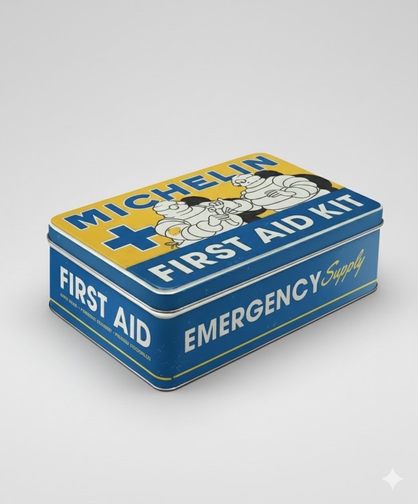 Erste-Hilfe-Set - Michelin - Michelin / Bibendum Vintage Style Tin Box – Automotive Collectible – Retro Garage Decor #4.3