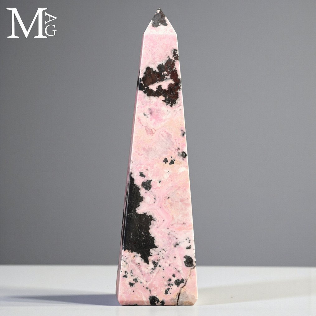 Rhodonite Sculptures Rhodonite Tower with Galena – Peru - Height: 100 mm - Width: 26 mm- 125 g #4.3
