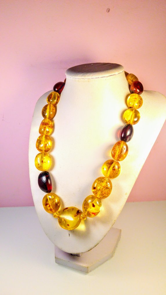 Κολιέ από Βαλτική Μπλε - Κεχριμπάρι - Unique colours - 51 cm - 25 mm (χωρίς τιμή ασφαλείας) #1.0