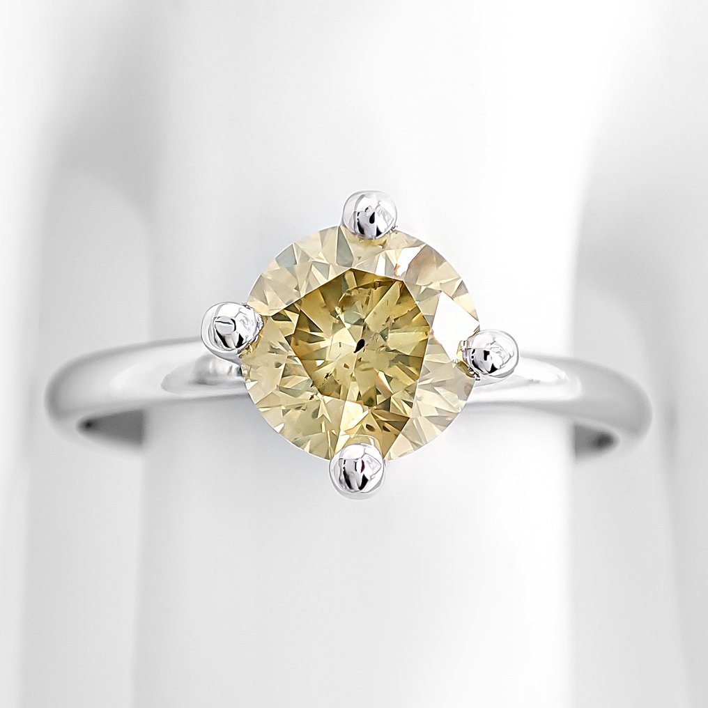 χωρίς τιμή ασφαλείας - Δαχτυλίδι - 14 καράτια Λευκός χρυσός - 1.03ct. tw. Διαμάντι (Φυσικού χρώματος) #1.0