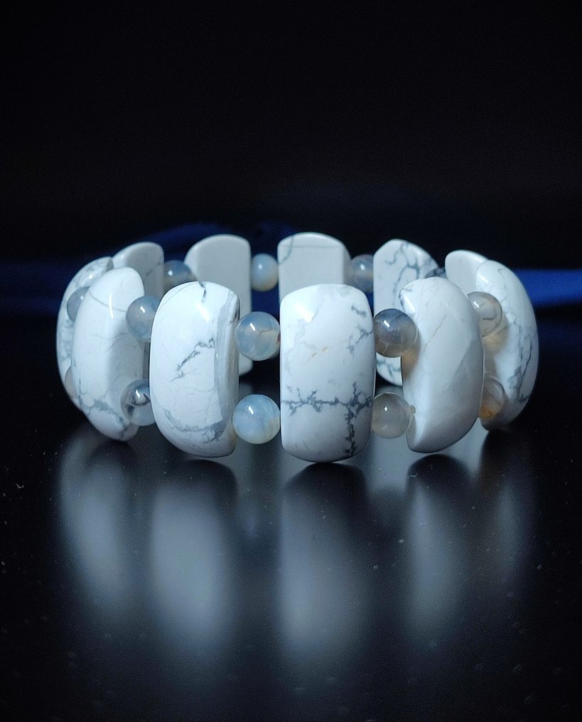 独家款美丽的海蓝宝配有玛瑙手链，礼品盒包装，免运费。 - 手鈪 #1.0