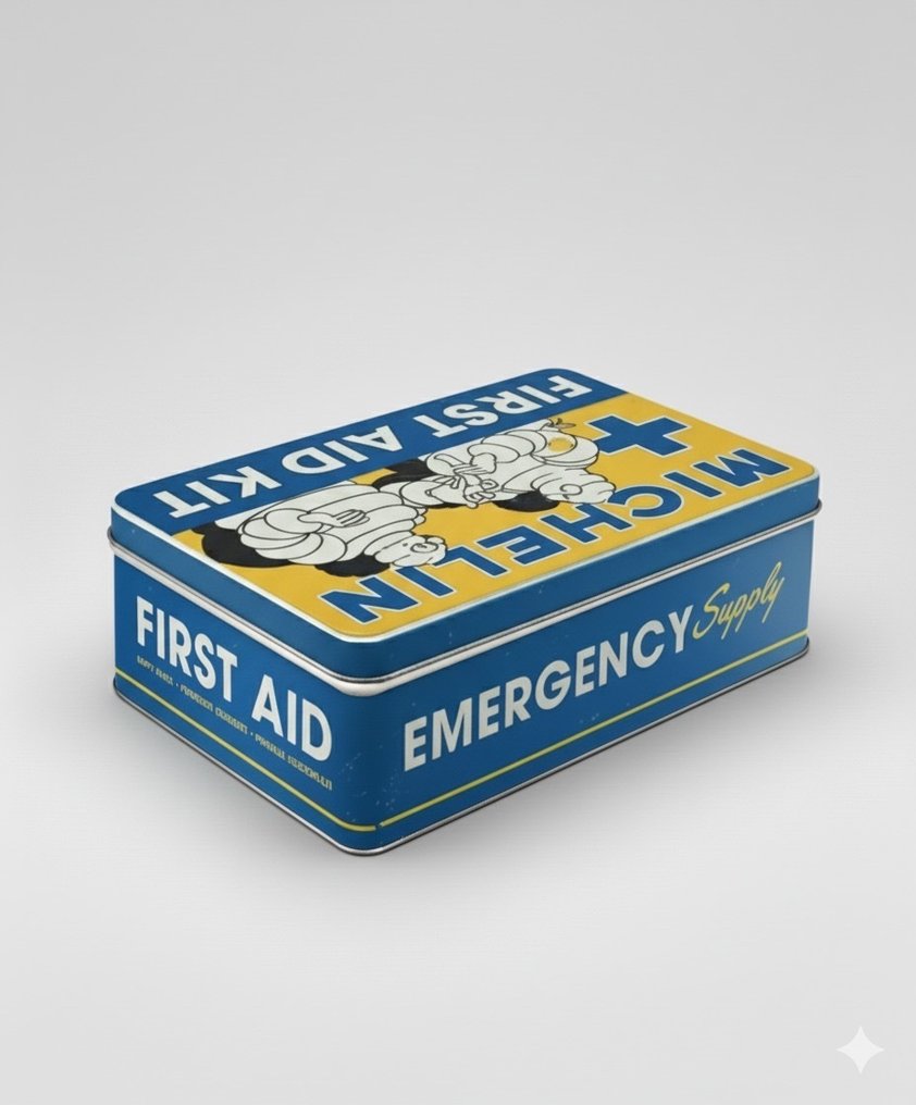 Erste-Hilfe-Set - Michelin - Michelin / Bibendum Vintage Style Tin Box – Automotive Collectible – Retro Garage Decor #2.1