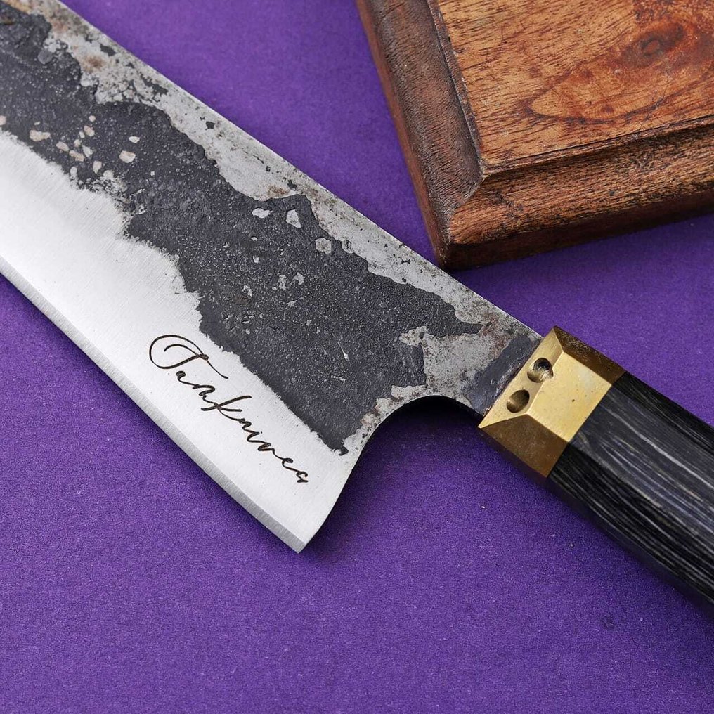 厨刀 - R687 - 钢, 黄铜, 木 - 意大利 - 厨师的 Gyuto 刀 #4.3