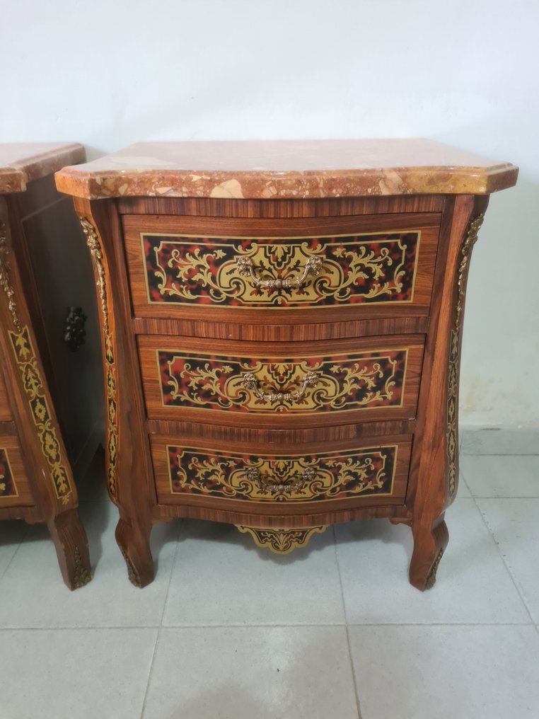 Nightstand (2) - Wood, Marble, Bronze #3.2