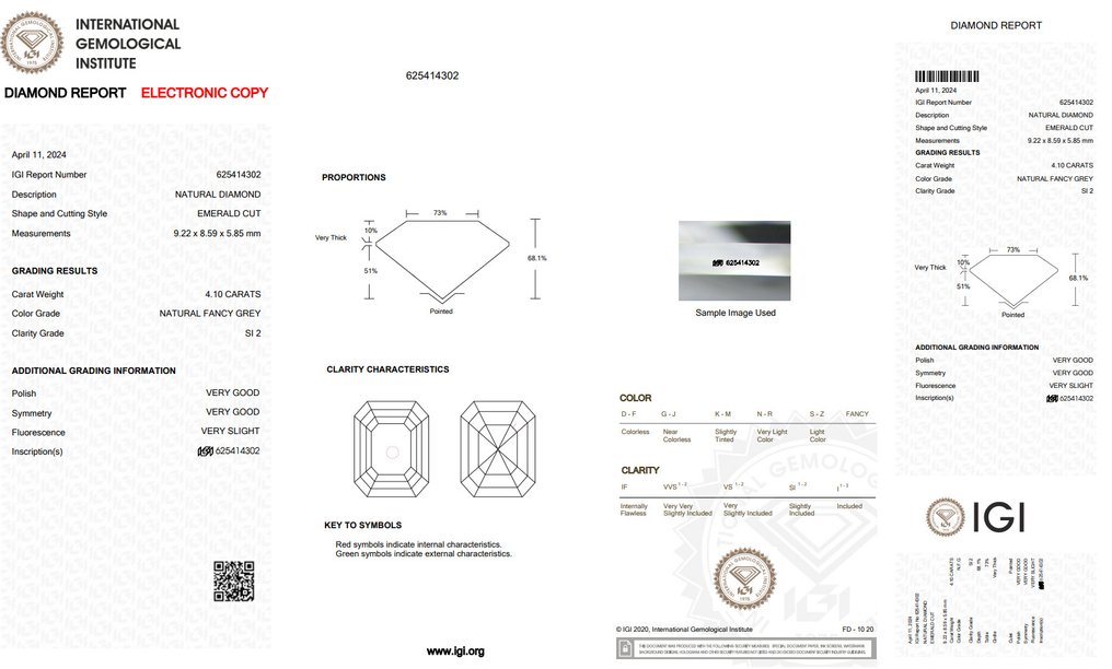 Ei pohjahintaa - Sormus - 14 kt. Valkokulta, Ruusukulta - 4.41ct. tw. Harmaa Timantti (Luonnonvärinen) - Timantti #2.1
