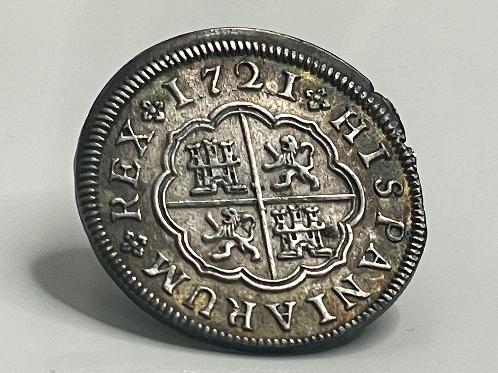 Spain. Felipe V. 1 Reale 1721 Segovia F #1.0