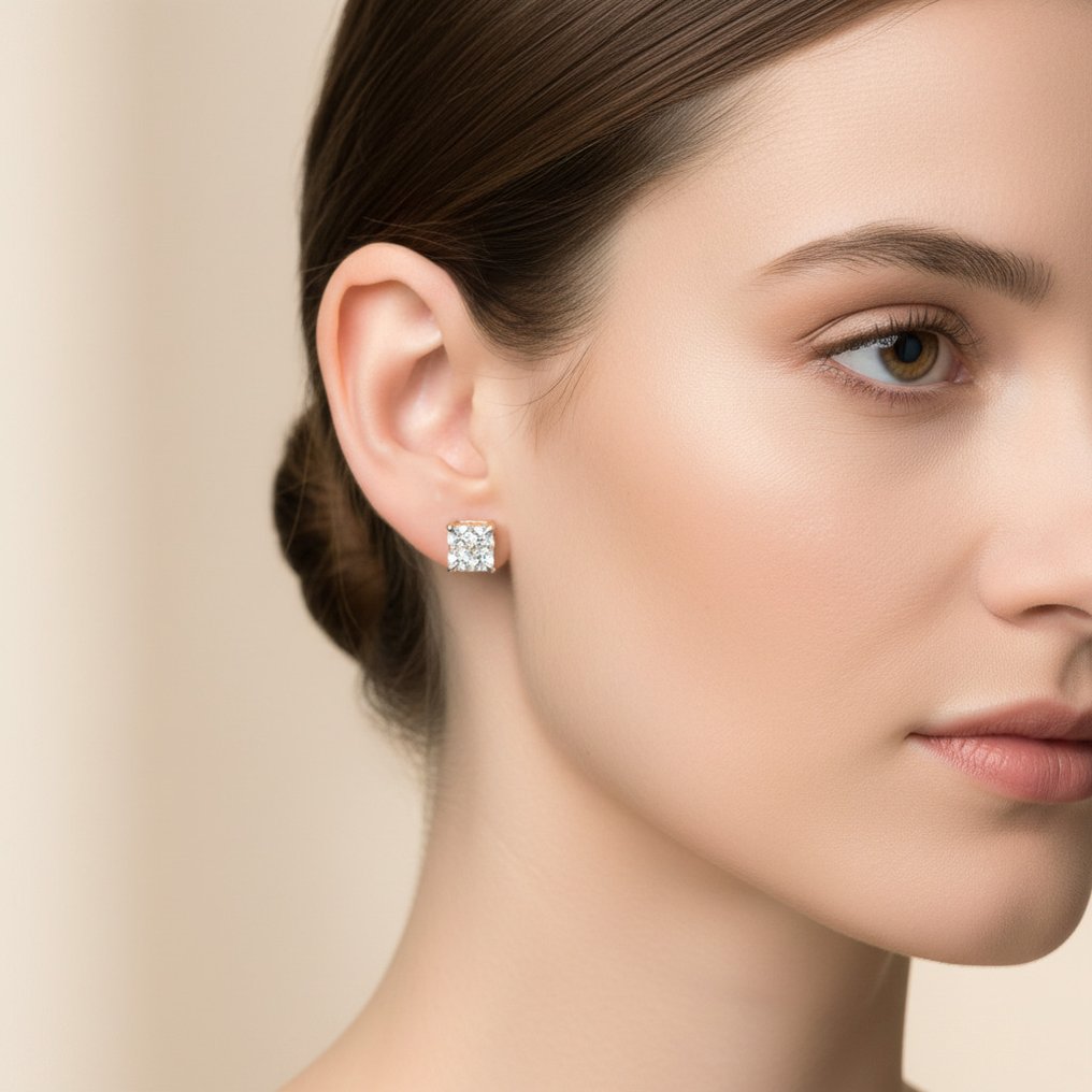 Drop fülbevaló - 18 kt. Fehér arany -  0.74ct. tw. Gyémánt (Természetes) - 0,90 CT kinézet #3.2