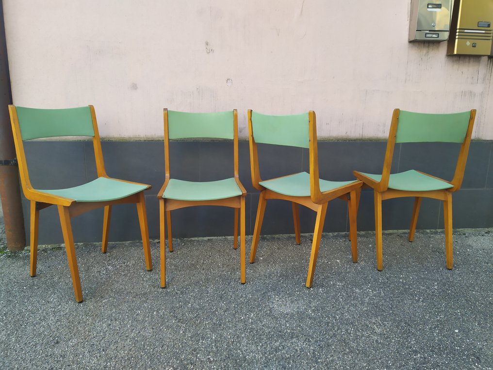 Manifattura Italiana - 椅 - 木, 人造皮革 - 一套四把复古椅子 #3.2