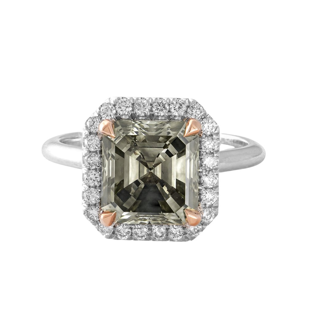 Ei pohjahintaa - Sormus - 14 kt. Valkokulta, Ruusukulta - 4.41ct. tw. Harmaa Timantti (Luonnonvärinen) - Timantti #1.0