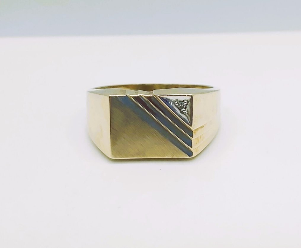 χωρίς τιμή ασφαλείας - Δαχτυλίδι - 10 kt. Κίτρινο χρυσό -  0,02ct. tw. Διαμάντι (Φυσικό)  #2.1