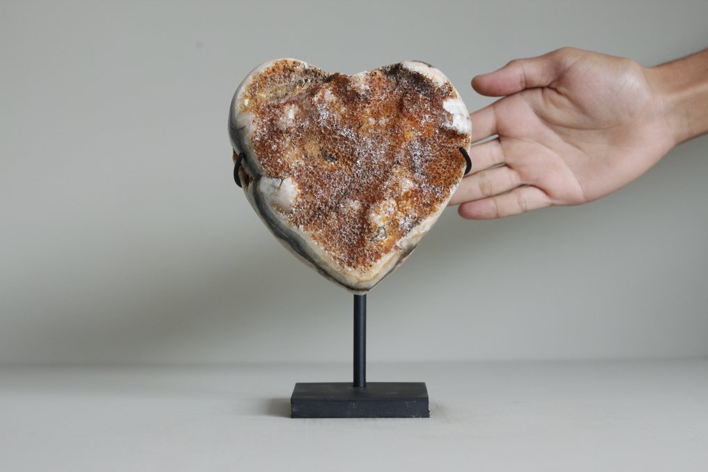 Χωρίς ελάχιστη τιμή - Υπέροχο ζεύγος ορυκτών σε βάση. Ζέβρα Κρύσταλλο Καρδιά και Κρύσταλλος Σφαίρα σε προσαρμοσμένη βάση.- 3300 g #3.2