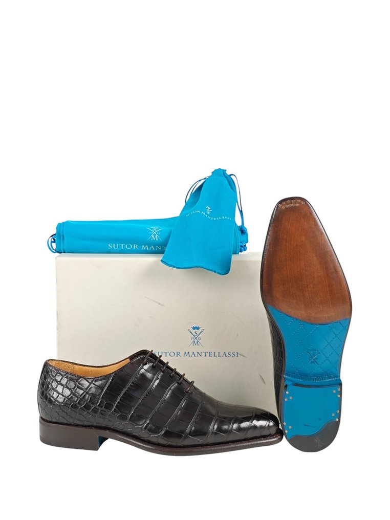 RRP 4950€ SUTOR MANTELLASSI Brown Goodyear Oxford Shoes 100% Alligator 40 EU - 6 UK - Sapatos com atacadores - Tamanho: EU 40 #1.0