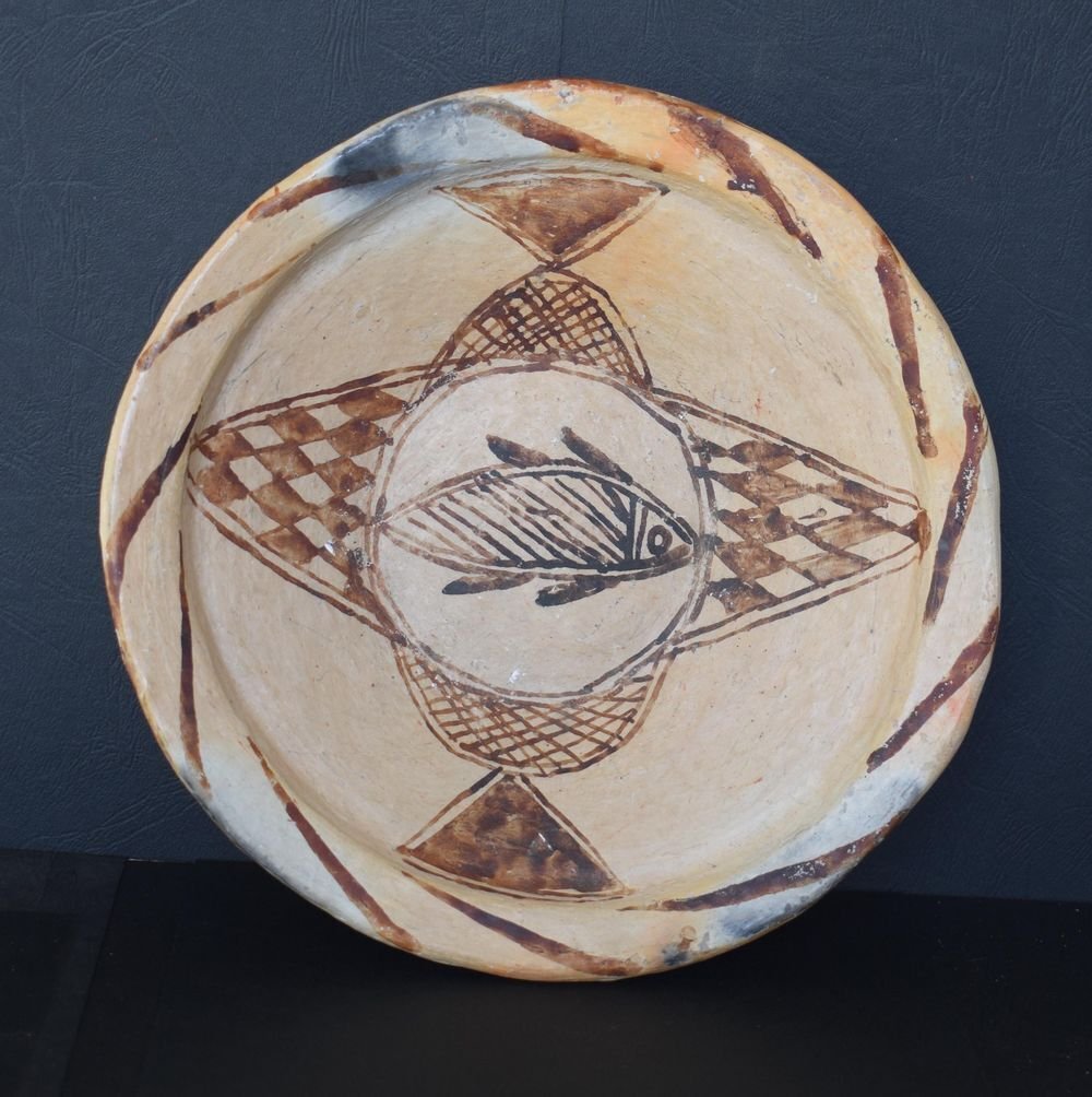 餐具碗 图案鱼 24厘米 BERBER KABYLE - Terracotta - 摩洛哥 - 阿尔及利亚 - 20世紀初 #1.0