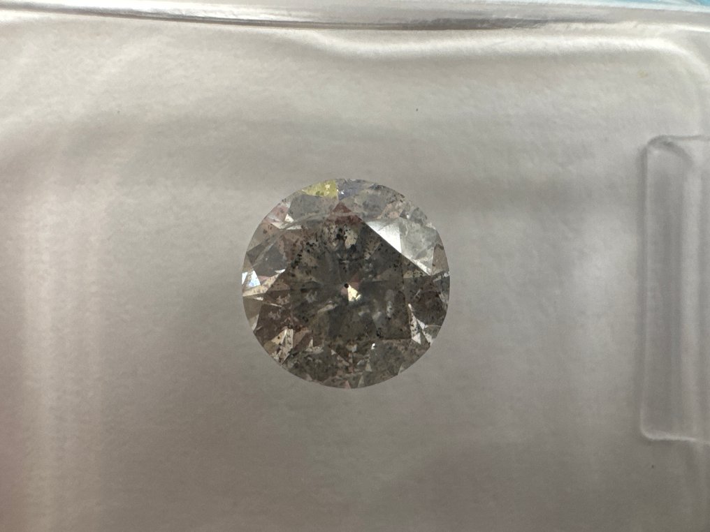 没有保留价 - 1 pcs 钻石  (天然色彩的)  - 0.89 ct - 圆形 - Very light 灰色 - I2 内含二级 - 国际宝石研究院（IGI） - Q-R #1.0