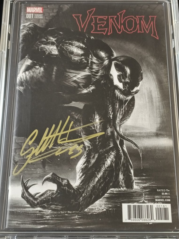 Venom (Vol. 3) #1 - Frankie's Comics Gabriele Dell'Otto Black & White Variant - EGC 9.8 - Signed by Gabriele Dell'Otto - 1 Signed graded comic - First edition - 2017 #2.1