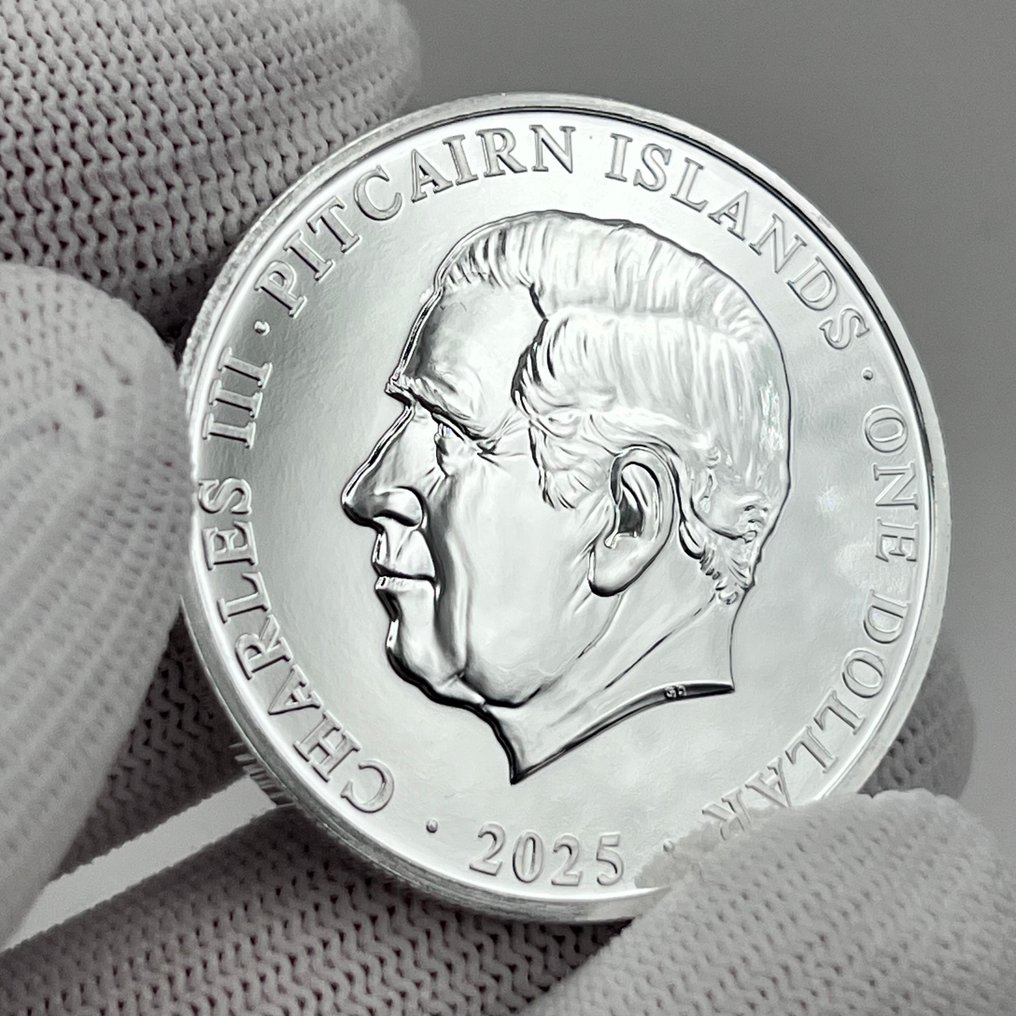 Pitcairn Islands (British Overseas Territory). 1 Dollar 2025 Sea Turtle – 1 oz Silver .999 Prooflike – Marine Life Series – Brilliant Finish (Zonder minimumprijs) #4.3