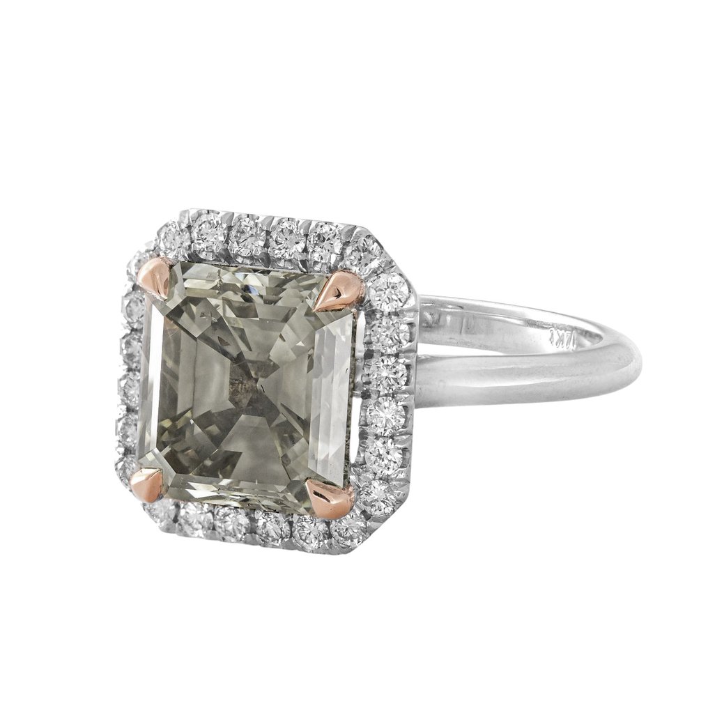 Ei pohjahintaa - Sormus - 14 kt. Valkokulta, Ruusukulta - 4.41ct. tw. Harmaa Timantti (Luonnonvärinen) - Timantti #3.2
