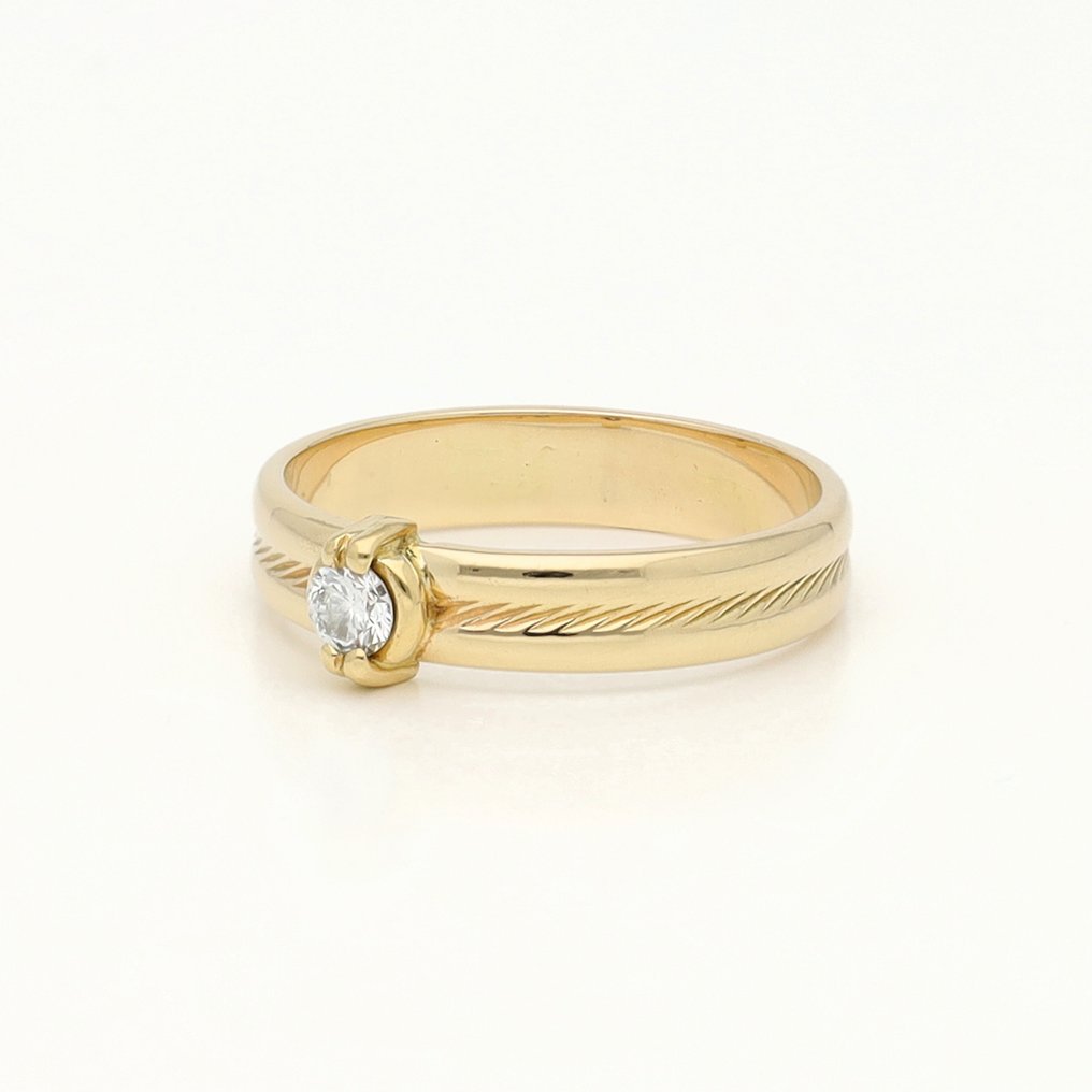 Ring - 14 kt Gult guld Diamant (Natural) #1.0