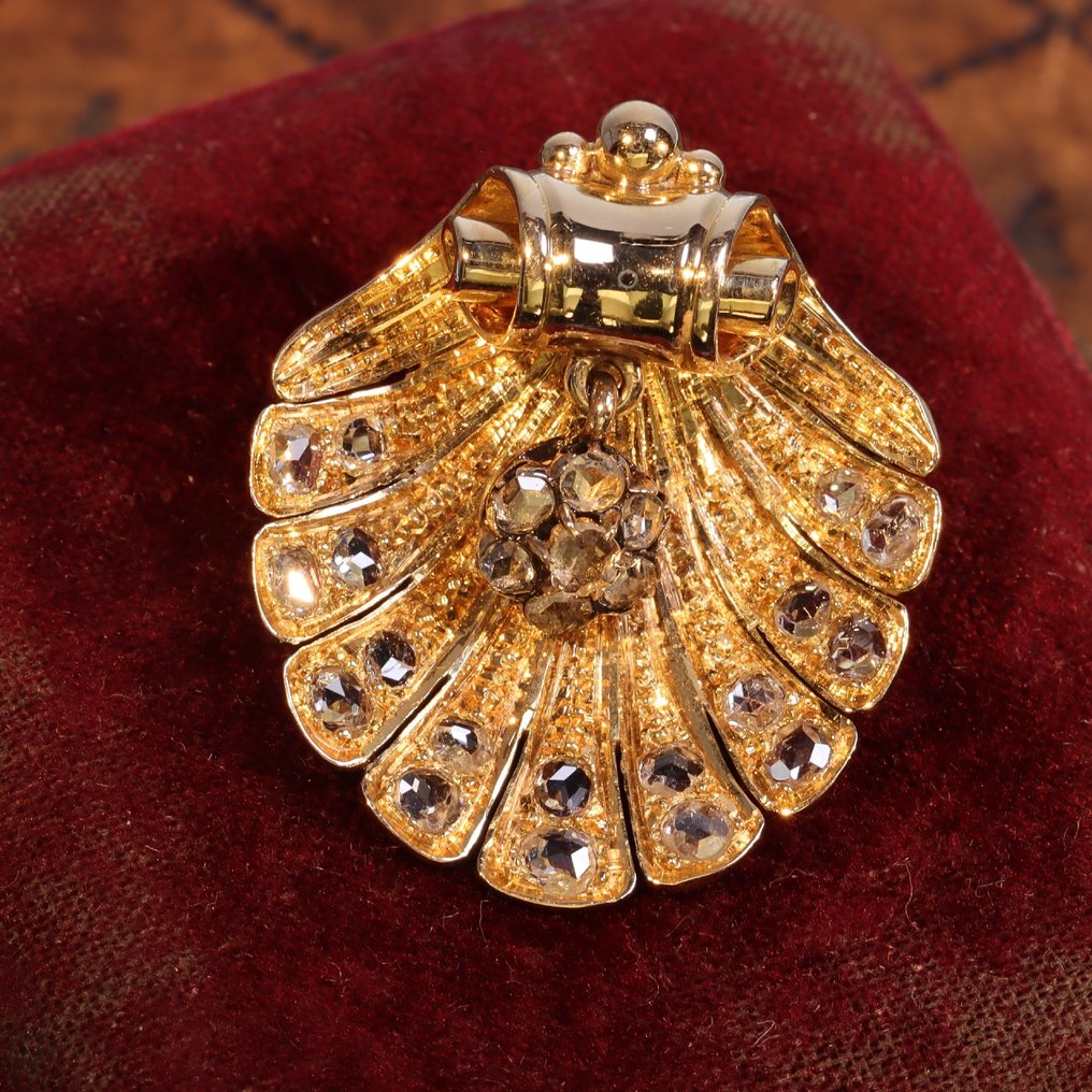 Brosche - 18 kt Gelbgold - Diamant - Antik viktorianisch ca. 1880 #1.0