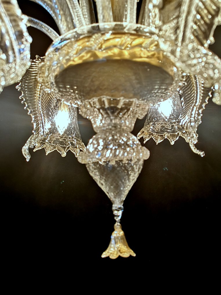 Attribuito alla Fornace Cenedese - Chandelier - Transparent glass and pure gold #3.2