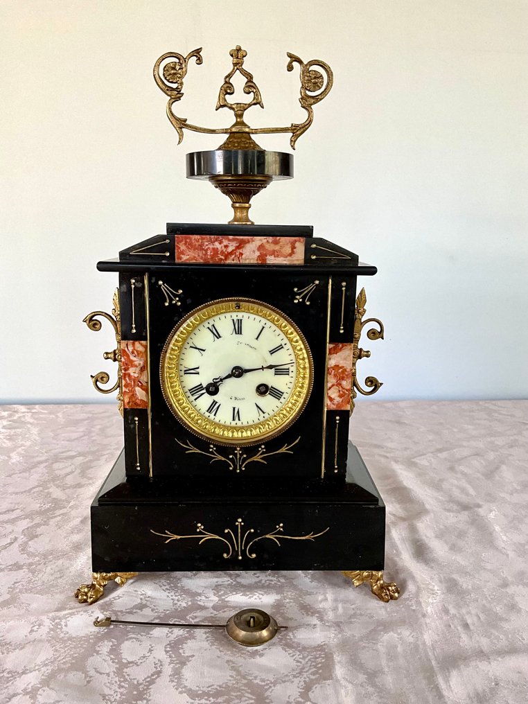 Mantel clock -   Marble, Spelter, Glass - 1850-1900 #2.1