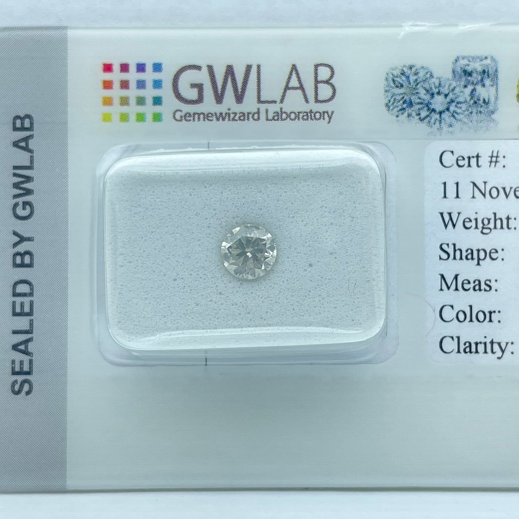 没有保留价 - 1 pcs 钻石  (天然)  - 0.50 ct - 圆形 - H - SI2 微内含二级 - Gemewizard宝石实验室（GWLab） #3.2