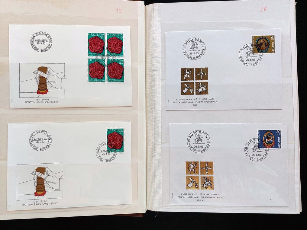 瑞士  - 瑞士，FDC 首日封收藏，贝拉（Biella）插页册 #3.2