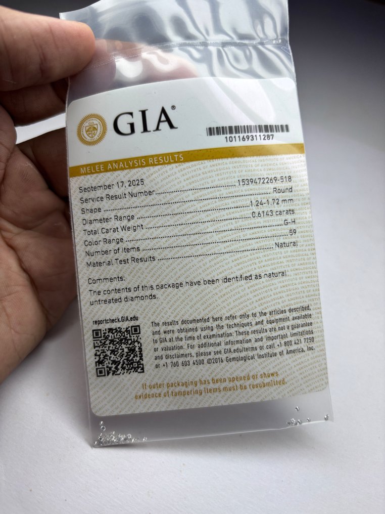 59 pcs Timantti  (Luonnollinen)  - 0.61 ct - Pyöreä - G, H - VVS1, VVS2 - Amerikan gemologinen instituutti (GIA) #1.0