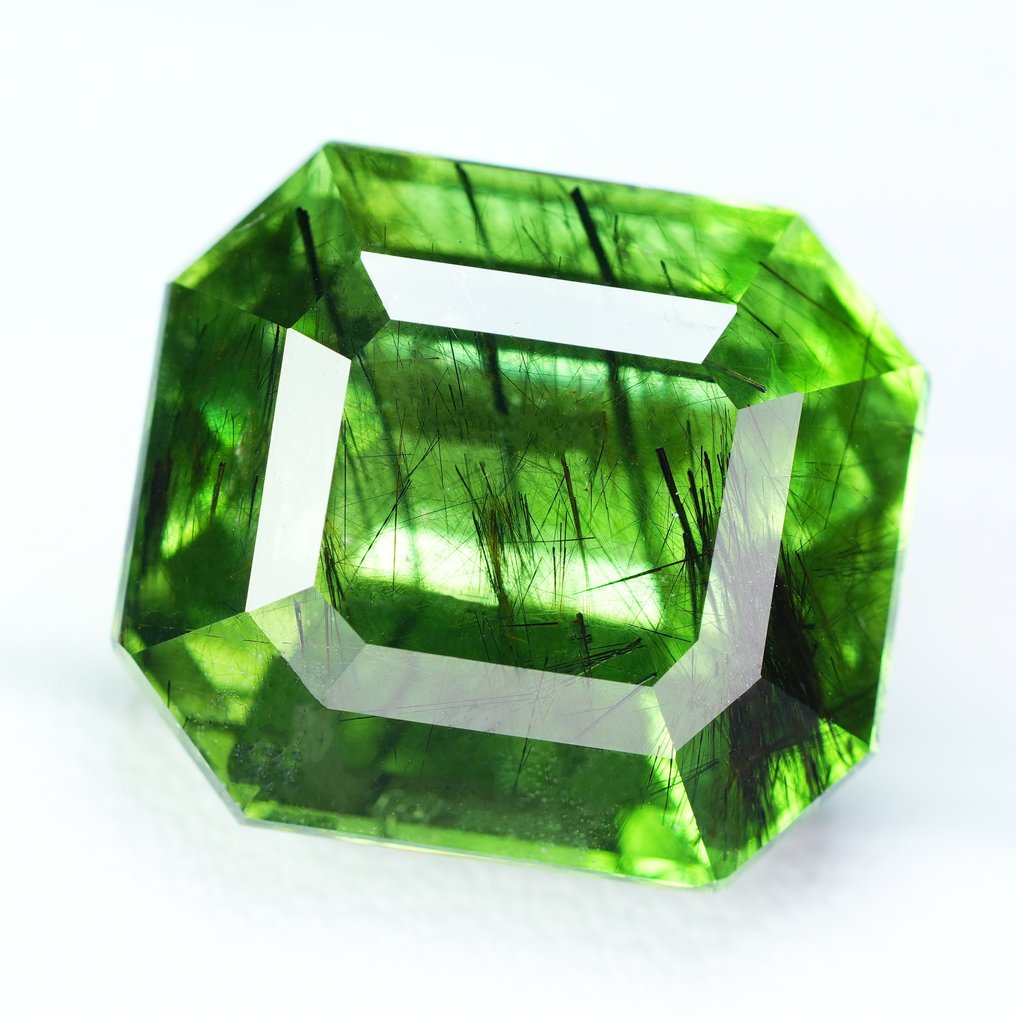 1 pcs Verde Peridoto - 23.27 ct - International Colored Gemstone Association (ICA GemLab) - Rutilo raro !! Lucentezza superiore #2.1