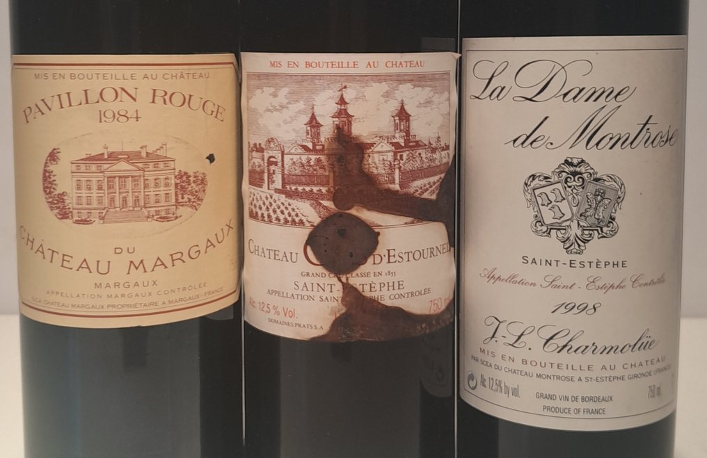1984 Pavillon Rouge du Chateau Margaux; Chateau d'Estournel; 1998 La Dame de Montrose - Margaux, Saint-Estèphe - 3 Pullot (0.7 L) #2.1