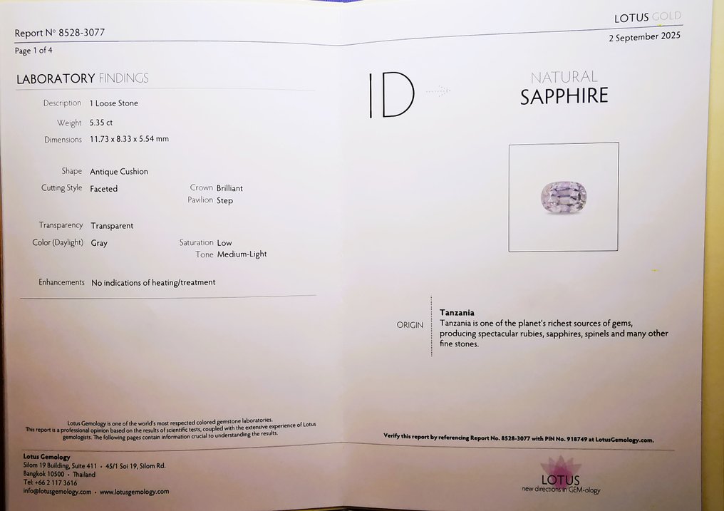 Zonder minimumprijs - Ring - 18 karaat Witgoud, Zonder reservering Zafiro 5,45ct NO HEAT LOTUS 3,68gr 18k -  5.45ct. tw. Saffier - Diamant - GEEN WARMTE #1.0