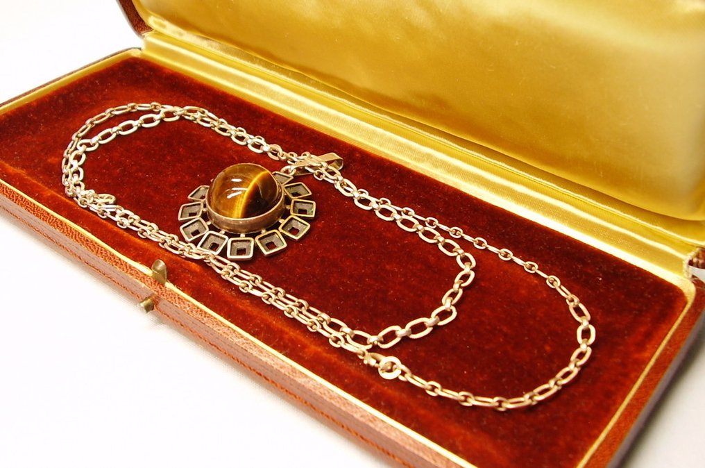 Ei pohjahintaa - Riipus Hopea - 20.00ct. tw. - Entwurf + Tigerauge #1.0