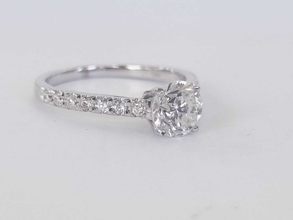 订婚戒指 - 14K包金 白金 -  1.25ct. tw. 钻石 (天然) - 钻石 #1.0