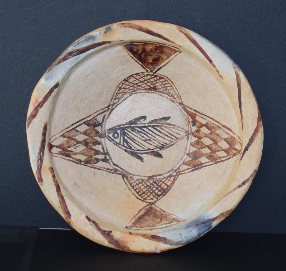 餐具碗 图案鱼 24厘米 BERBER KABYLE - Terracotta - 摩洛哥 - 阿尔及利亚 - 20世紀初 #4.3