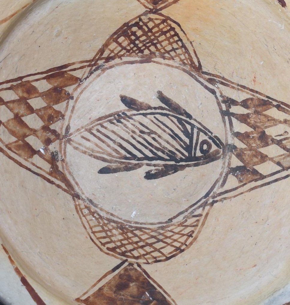 餐具碗 图案鱼 24厘米 BERBER KABYLE - Terracotta - 摩洛哥 - 阿尔及利亚 - 20世紀初 #1.0